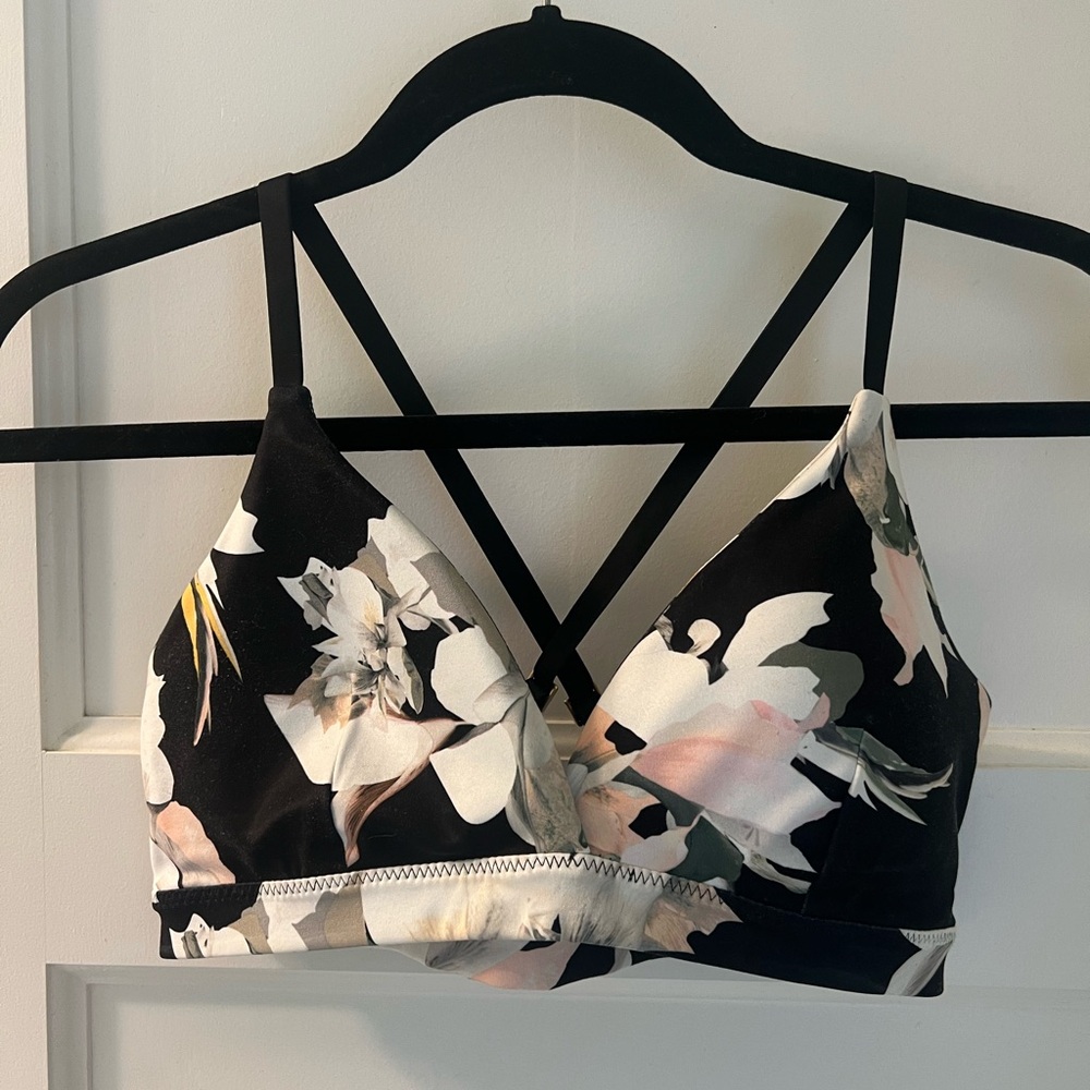 Athleta Black and White Floral Bralette